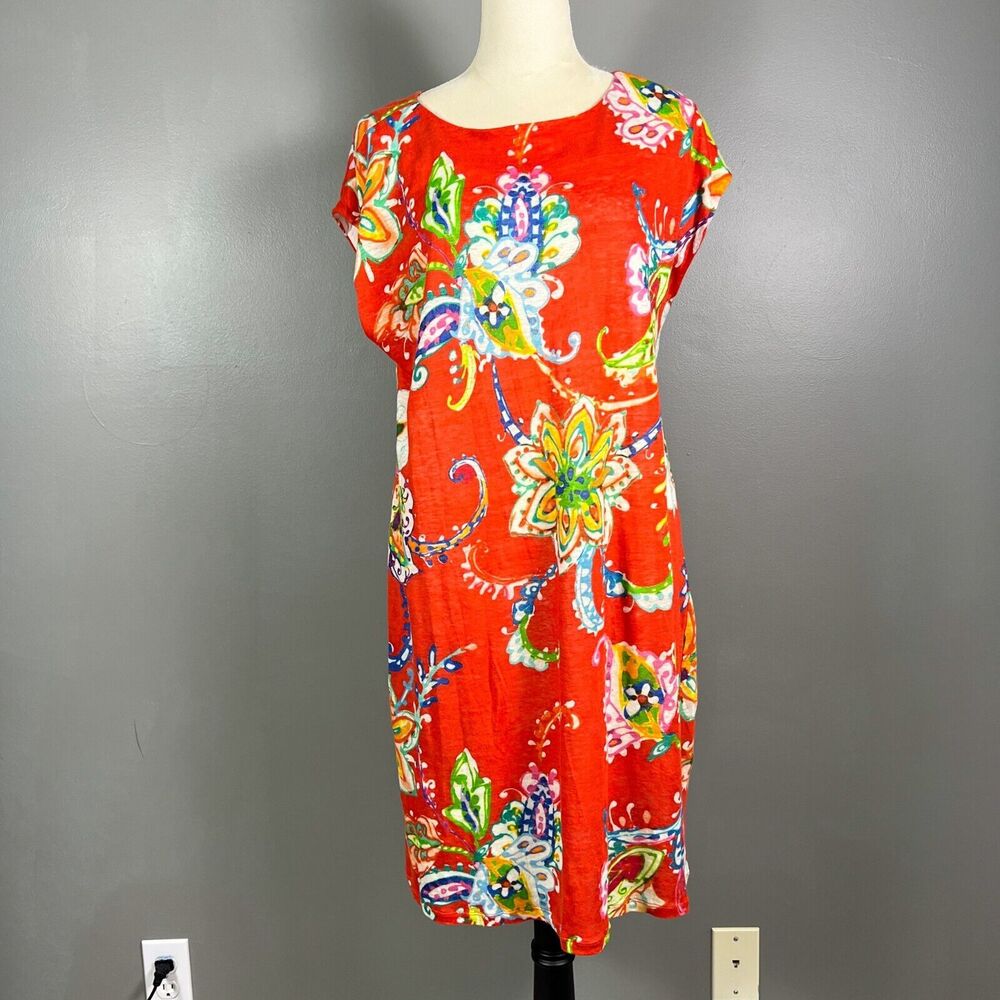 Ralph Lauren Vibrant Red Floral Midi Dress
